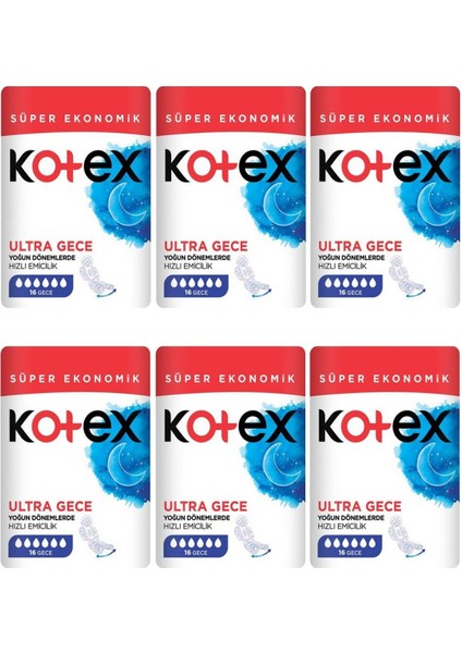 Ultra Süper Ekonomik Paket Gece 16'lı x 6 Paket
