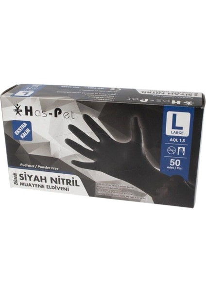Haspet Siyah Nitril Pudrasız 100'Lü Large
