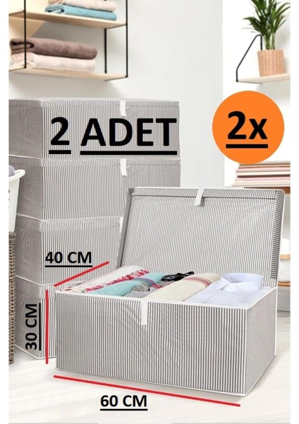 EC Shop Daisyhome 2 Adet Kapaklı Kutu Hurç Mega Boy 60*40*30* Çok Amaçlı Kutu Hurç