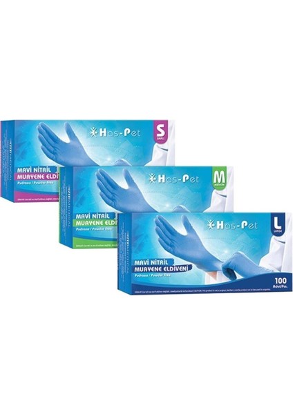 3'Lü Mavi Nitril Eldiven M