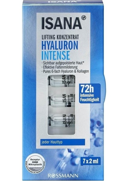 Isana Hyaluron Intense Bakım Ampülleri, Extra Nem 7x2 ml