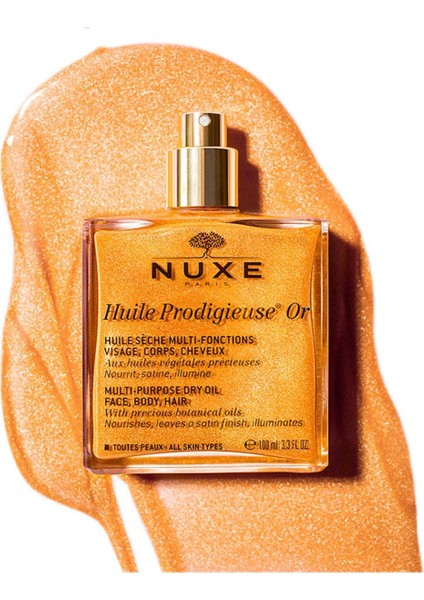 Huile Prodigieuse Or Altın Parıltılı Yüz Için Kuru Yağ 100 ml Nuxekr 3264680009778