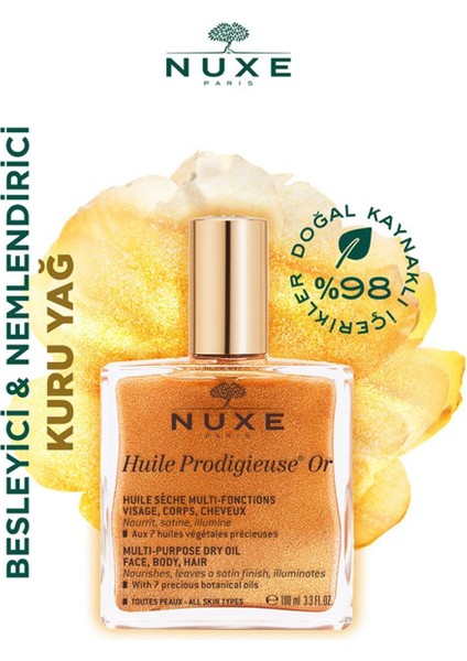 Huile Prodigieuse Or Altın Parıltılı Yüz Için Kuru Yağ 100 ml Nuxekr 3264680009778