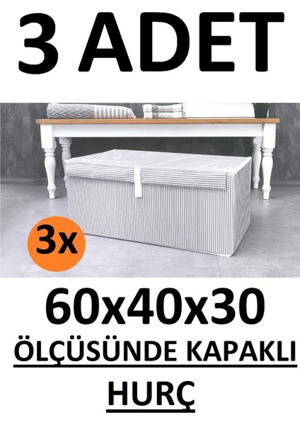 EC Shop Yegge 3 Adet Kapaklı Kutu Hurç Mega Boy 60*40*30* Çok Amaçlı Kutu Hurç