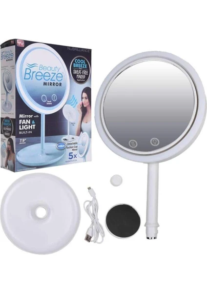 EC Shop Hediyerengi Fanlı Led Işıklı Büyüteçli Dokunmatik Güzellik Aynası ( Beauty Breeze Mirror )