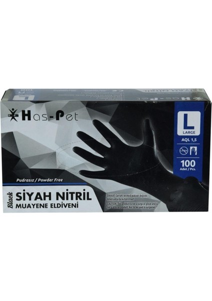 Pudrasız Siyah Nitril Eldiven Büyük Boy (L) Large 100 Lü Paket