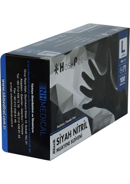 Pudrasız Siyah Nitril Eldiven Büyük Boy (L) Large 100 Lü Paket modelleri