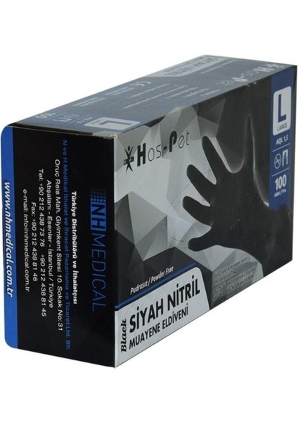 Pudrasız Siyah Nitril Eldiven Büyük Boy (L) Large 100 Lü Paket indirimleri