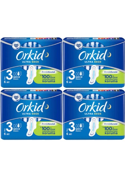 Ultra Extra Hijyenik Ped Gece Tekli Paket 6'lı x 4 Paket