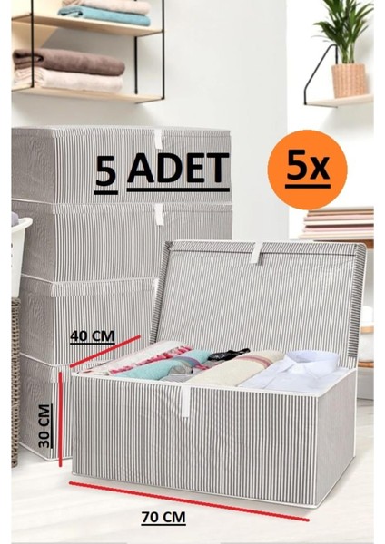 Daglus 5 Adet Kapaklı Kutu Hurç Mega Boy 70*40*30* Çok Amaçlı Kutu Hurç