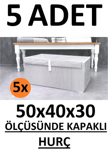 Daisyhome 5 Adet Kapaklı Kutu Hurç Ma x i Boy 50*40*30* Çok Amaçlı Kutu Hurç