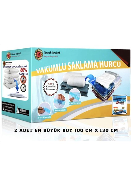 Marufmarket Vakumlu Hurç 2'Li En Büyük Boy 100 cm   x  130 cm  ( Çift Kişilik Yorgan Ve Döşek Için)