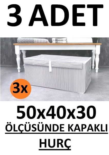 Daglus Alas 3 Adet Kapaklı Kutu Hurç Ma x i Boy 50*40*30* Çok Amaçlı Kutu Hurç