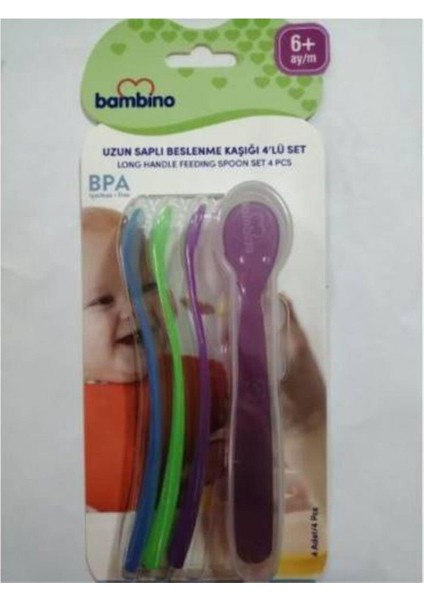 Uzun Saplı Beslenme Kaşığı 4lü Set