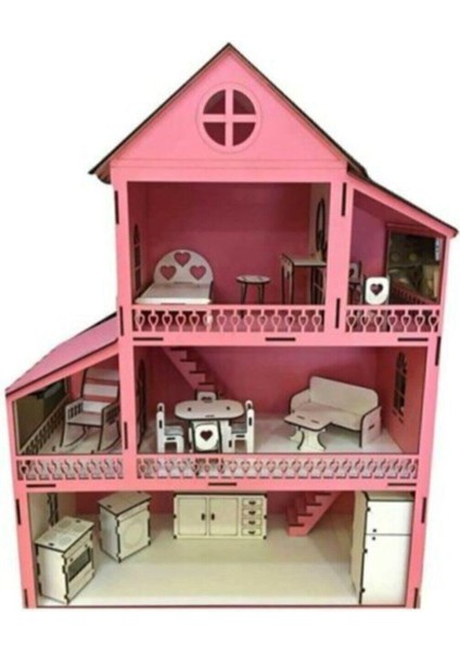 Ahşap Barbie Bebek Oyun Evi