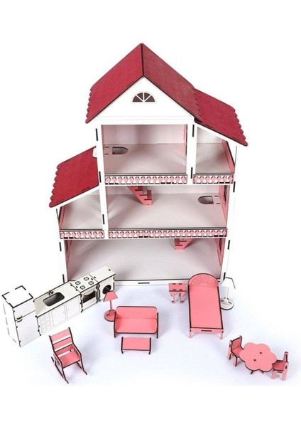 Ahşap Çocuk Oyun Evi 60 cm Mobilyalı Yerli Üretim indirimleri