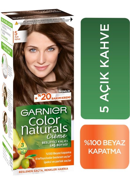 Color Naturals Krem Saç Boyası 5 Açık Kahve