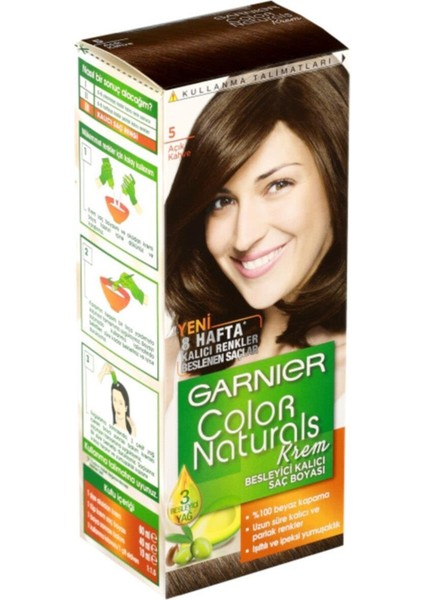 Color Naturals Krem Saç Boyası 5 Açık Kahve indirimleri
