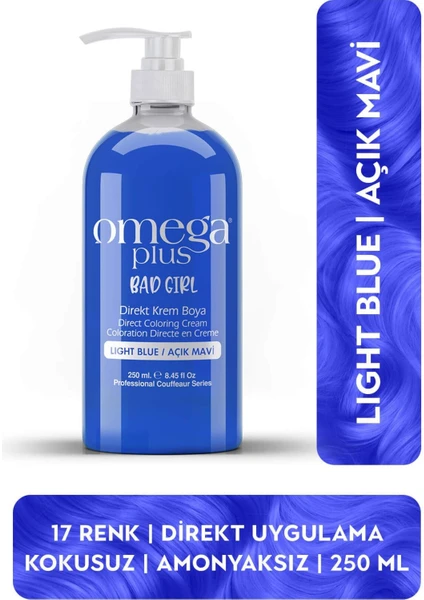 Omega Plus Bad Girl Açık Mavi Amonyaksız Renkli Saç Boyası 250ML