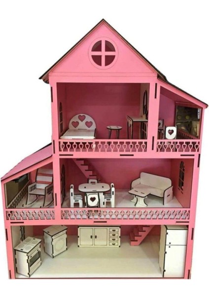 Veradizayn Ahşap Barbi Bebek Oyun Evi