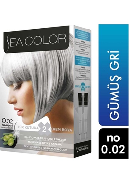 Seacolor 2'li Krem Saç Boyası 0/02 Gümüş Gri 8698753387046
