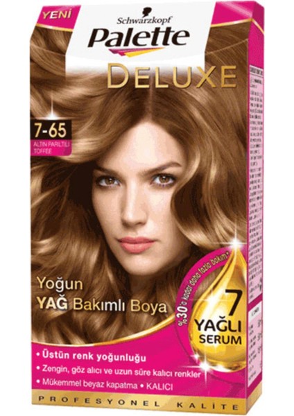 Deluxe 7.65 Altın Parıltılı Toffee Krem Saç Boyası