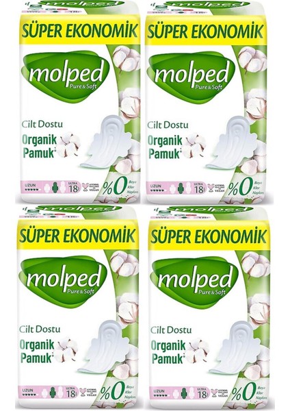 Pure&soft Hijyenik Ped Süper Ekonomik Uzun 18'li 4 Adet