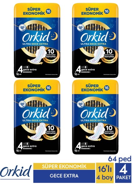 Süper Ekonomik Ultra Gece Extra 16 Ad. 4 Boy x 4 Paket