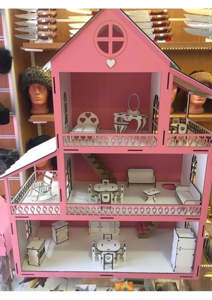 Alphobitasarım Kampanya Ahşap Çocuk Oyun Evi 80CM ve 26 Mobilyalı fiyatları