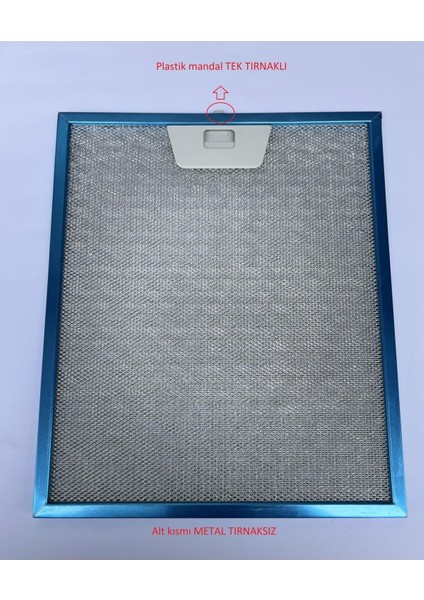 Davlumbaz Filtresi 253X300 Aspiratör Tel Filtre Ön Kısım Tek Tırnak, Arka Kısım Tırnaksız Franke Filtre