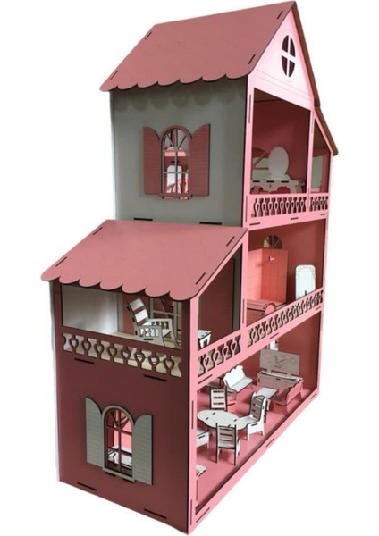 Ahşap Oyun Evi 80CM 36 Eşya Pembe Isim Yazılır Belinay 80CM 36 modelleri