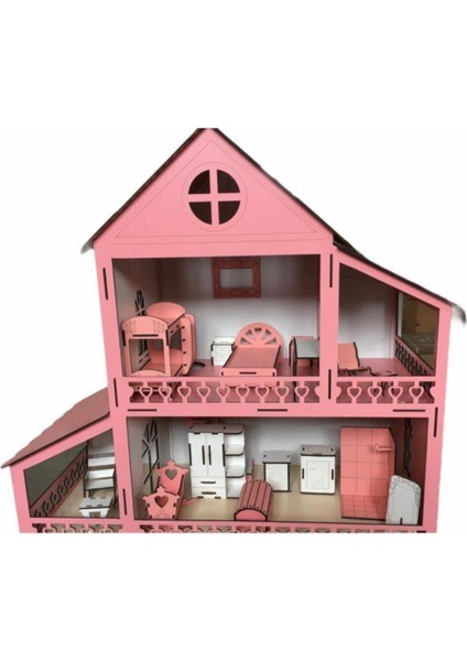 Ahşap Oyun Evi 80CM 36 Eşya Pembe Isim Yazılır Belinay 80CM 36 fırsatları