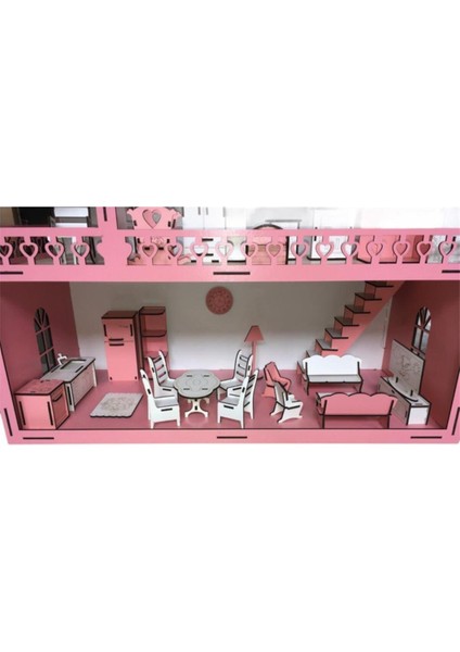 Ahşap Oyun Evi 80CM 36 Eşya Pembe Isim Yazılır Belinay 80CM 36 indirimleri