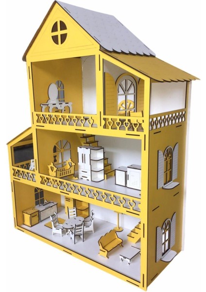 Ahşap Oyun Evi 80CM 27 Eşya Sarı Isim Yazılır Belinay 80CM 27 fiyatları