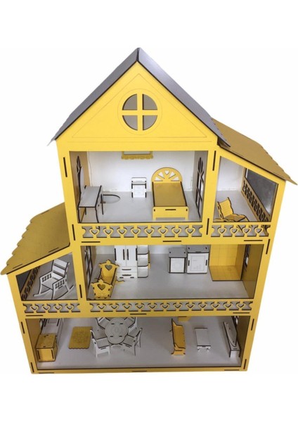 Ahşap Oyun Evi 80CM 27 Eşya Sarı Isim Yazılır Belinay 80CM 27 fırsatları