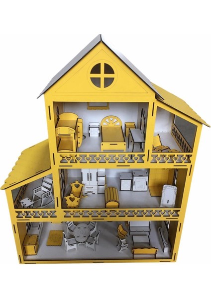 Ahşap Oyun Evi 80CM 36 Eşya Sarı Isim Yazılır Belinay 80CM 36 fırsatları