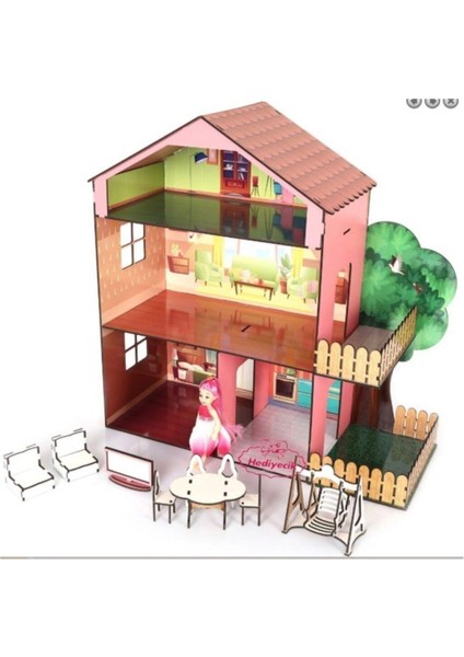 Ahşap Ağaçlı Bebek Evi