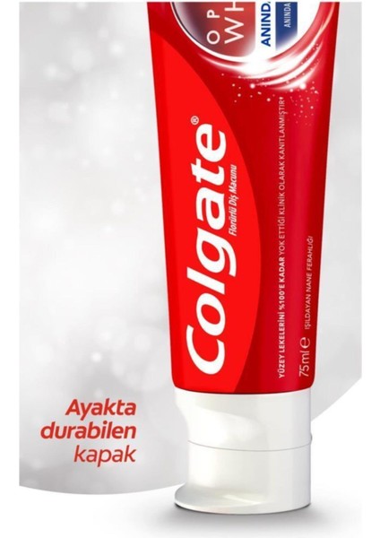 Optic White Anında Beyazlık Diş Macunu 75 ml x 4 Adet Fırça Kabı Hediye fırsatları