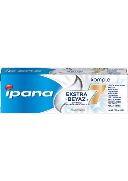 Ipana Komple 7 Diş Macunu Ekstra Beyaz 65 ml Çift Etkili Beyazlatma Gücü