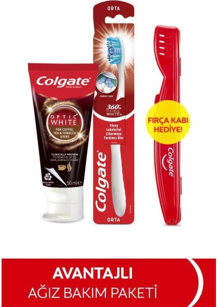 Optic White Kahve,çay ve Tütün Için Diş Macunu 50 Ml+Orta Diş Fırçası