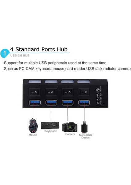 5134 4 Port USB 2.0 Hub Çoğaltıcı Çoklayıcı Switch Splitter Çoklama Çoklu Cihaz Bağlama indirimleri