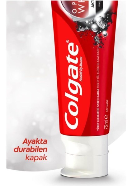 Optic White Aktif Kömür Yumuşak Mineral Temizliği Diş Macunu 4 x 75 ml fırsatları