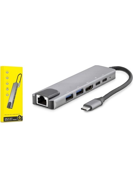 HDX7791 Çevirici Type-C To 3.0 6 In 1 USB Hdtv 4K