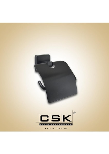 Banyo CSK Aksu Siyah Kapaklı Kağıtlık- Pirinç