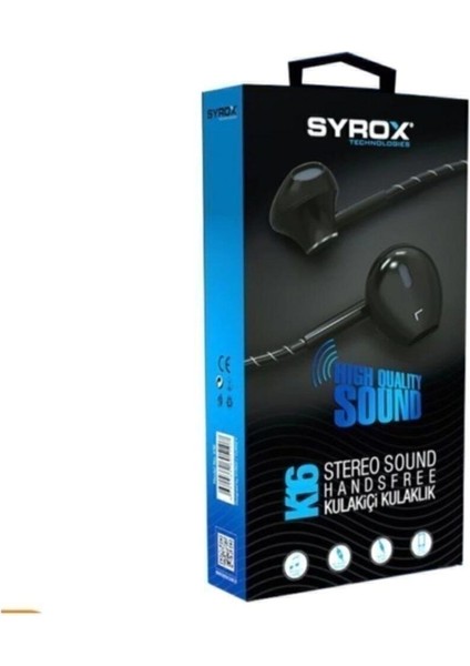 K16 Ekstra Bas Stereo Kulakiçi Kulaklık Siyah Mukemmel Kalite