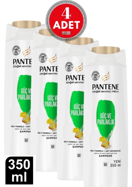 Doğal Sentez Güç ve Parlaklık Şampuan 350 ml 4 Adet Pantene Güç ve Parlaklık 350