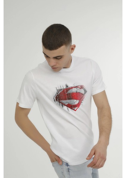 Superman Beyaz Erkek T-Shirt 2SSUPERMAN3FX
