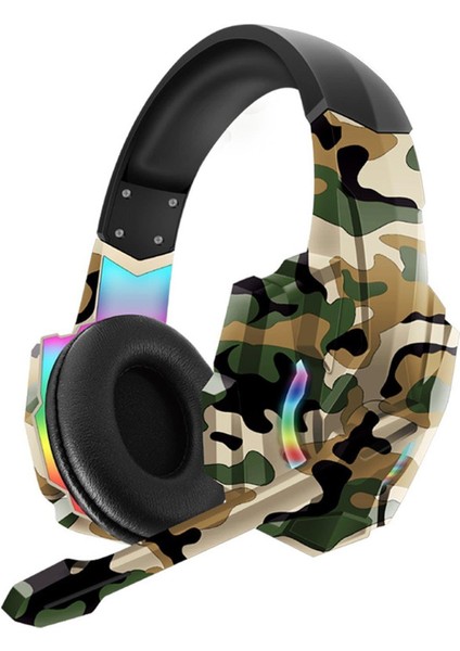 Karler G9600 Stereo Rgb Gaming Oyuncu Mikrofonlu Kulaklık Kamuflaj Renkli Işıklı Ps4-Xbox-Pc-Tablet