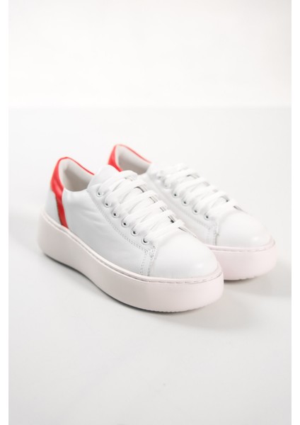 MB6303-BK Kadın Kalın Taban Kırmızı Beyaz Hakiki Deri Sneaker & Spor Ayakkabı fiyatları