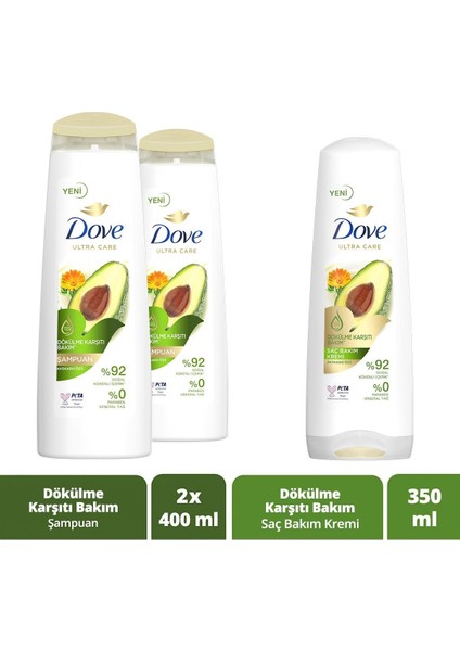 Ultra Care Saç Bakım Şampuanı Bakım Avokado 400 ml X2 + Saç Bakım Kremi 350 ml